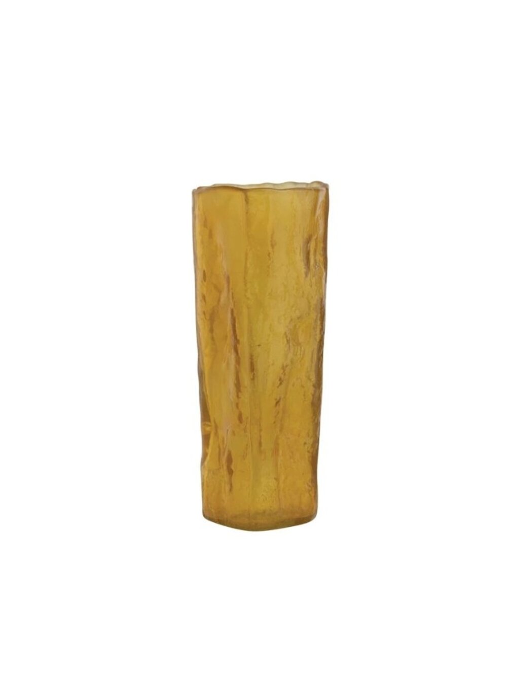 Hand-Blown Glass Organic Shaped Amber Vase NEW Home Decor Yellow